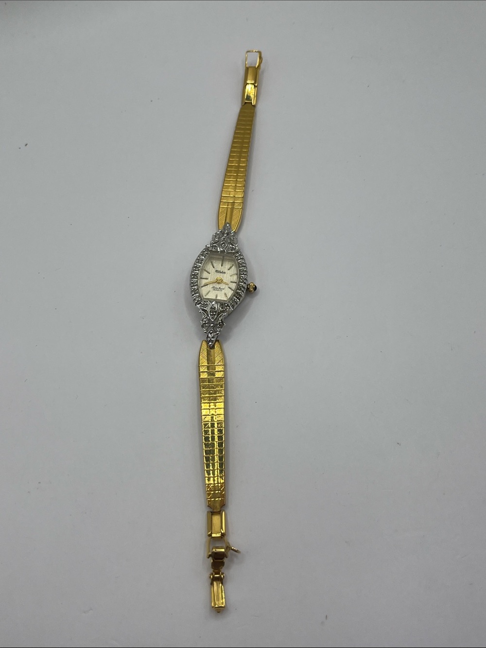Dufonte Lucien PicLadies 17mm watch Gold Tone Diamond & Dark Blue Ruby Bezel - Picture 4 of 14